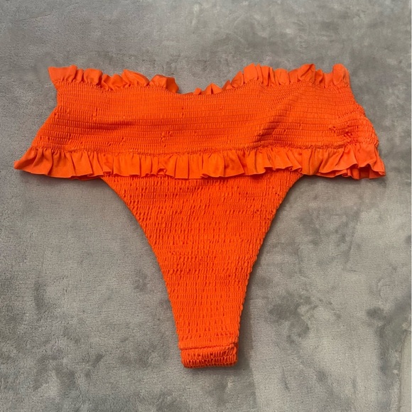 New! BFyne Blayze smocked ruffle bikini bottom orange flame 10616 - Picture 3 of 8
